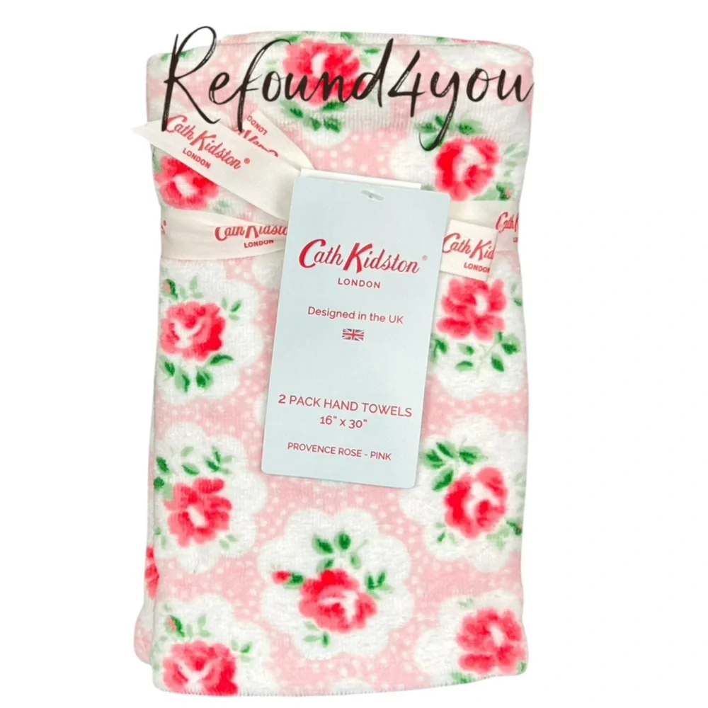 Cath Kidston - ‘Roses & Polkadots’ Hand Towels (2). NWT. Firm!